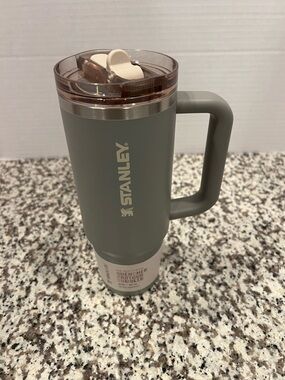 Stanley Sage Gray Travel Mug with Handle and Clear Lid new 30 oz
